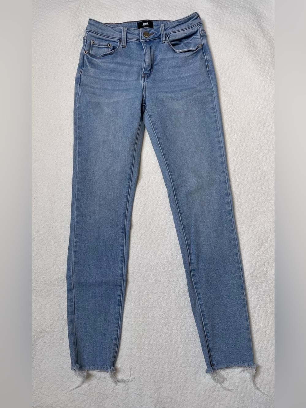 Black Label Light Blue Skinny Jeans with Frayed Hem